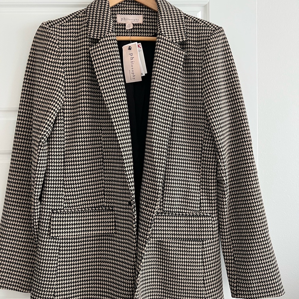 Philosophy Black and Tan Houndstooth Blazer